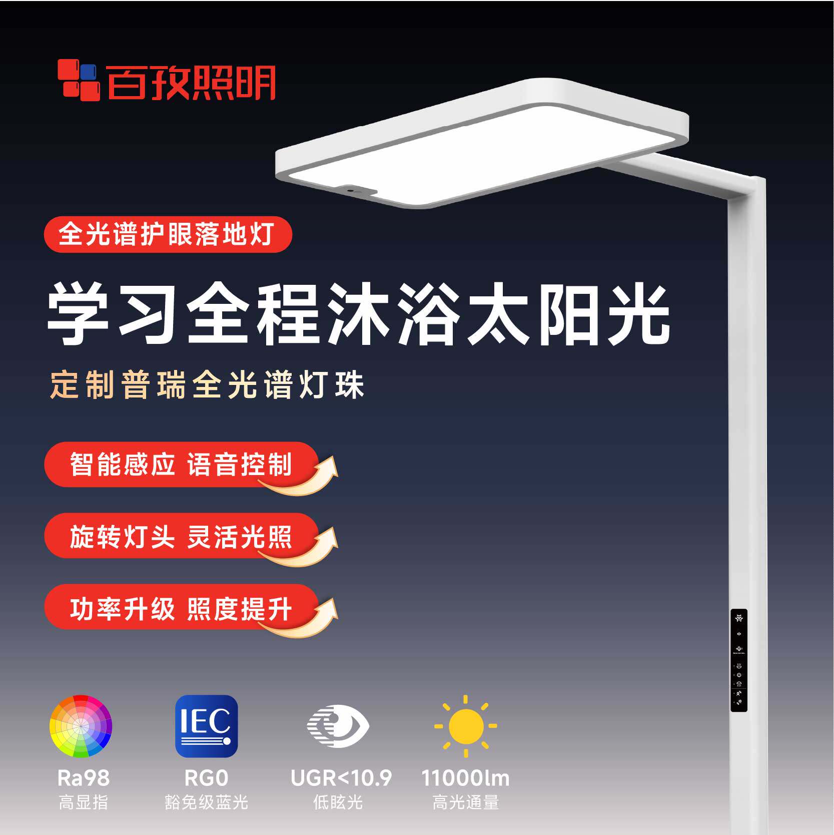 百孜大路灯学习灯立式台灯护眼学习专用落地护眼灯儿童书桌阅读灯