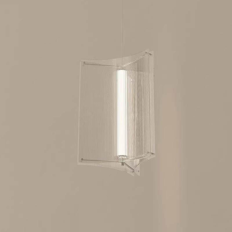 意大利简约餐厅吊灯高端设计感玻璃极简办公室前台展厅长条瓦片灯