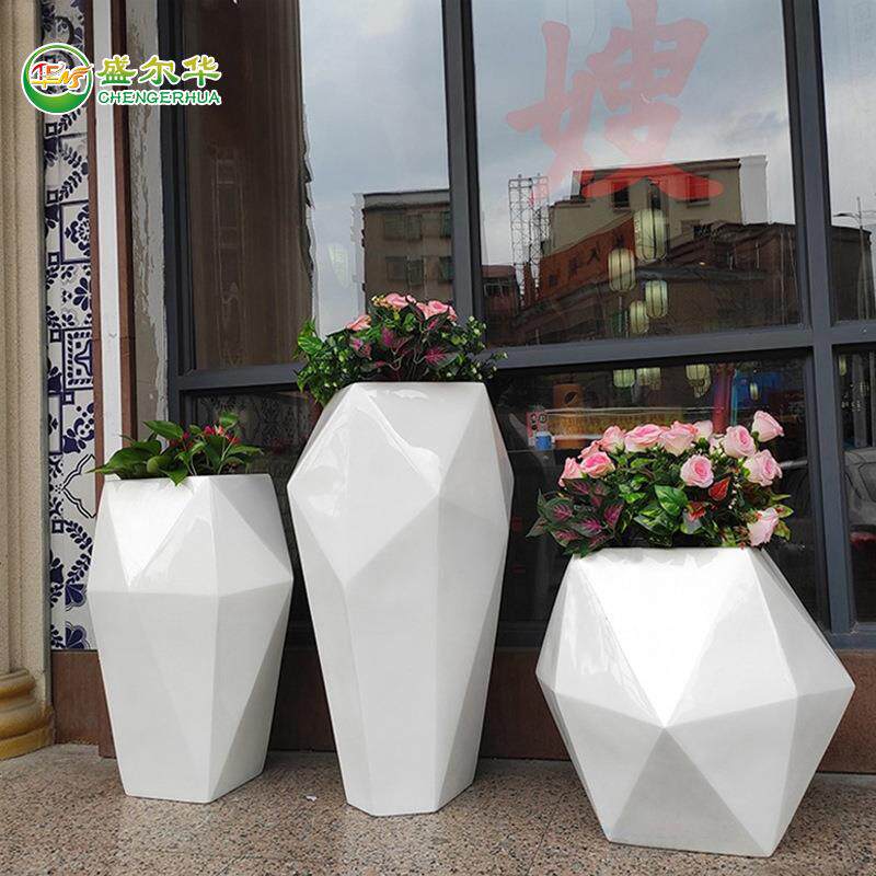 玻璃钢花瓶景观艺术品落地花盆户外商场别墅酒店美陈花瓶装饰摆件