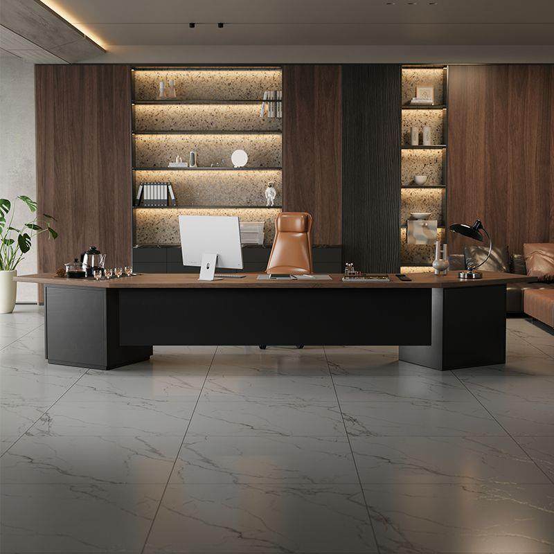 现代简约实木大板办公桌茶桌一体两用创意总裁经理室老板桌大班台