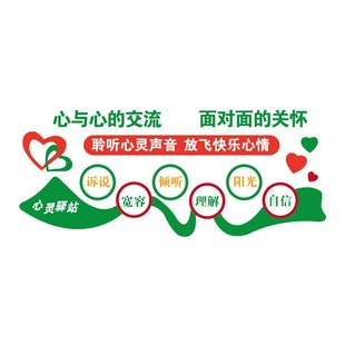 心理咨询室布置心灵驿站文化墙面装饰挂画健康辅导室背景墙壁贴纸
