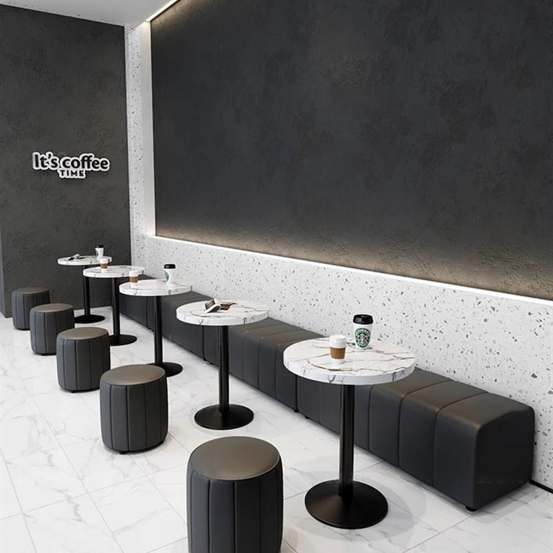 奶茶店汉堡店靠墙卡座软包长条凳咖啡厅蛋糕甜品店休息区接待沙发