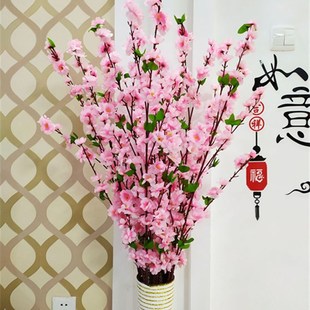 仿真桃花束客厅落地假花干枝花梅花高花瓶插花套装玄关装饰包邮