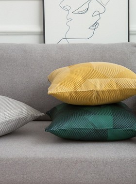 沙发地台床头靠垫躺床上看电视靠B枕轻奢酒店样板间抱枕黄色大尺