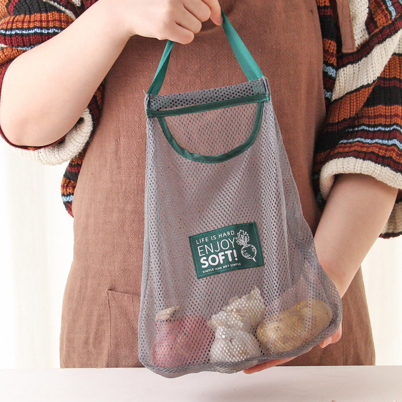 厨房可挂式果蔬收纳袋墙面壁挂洋葱生姜大蒜蔬菜透气镂空手提网袋