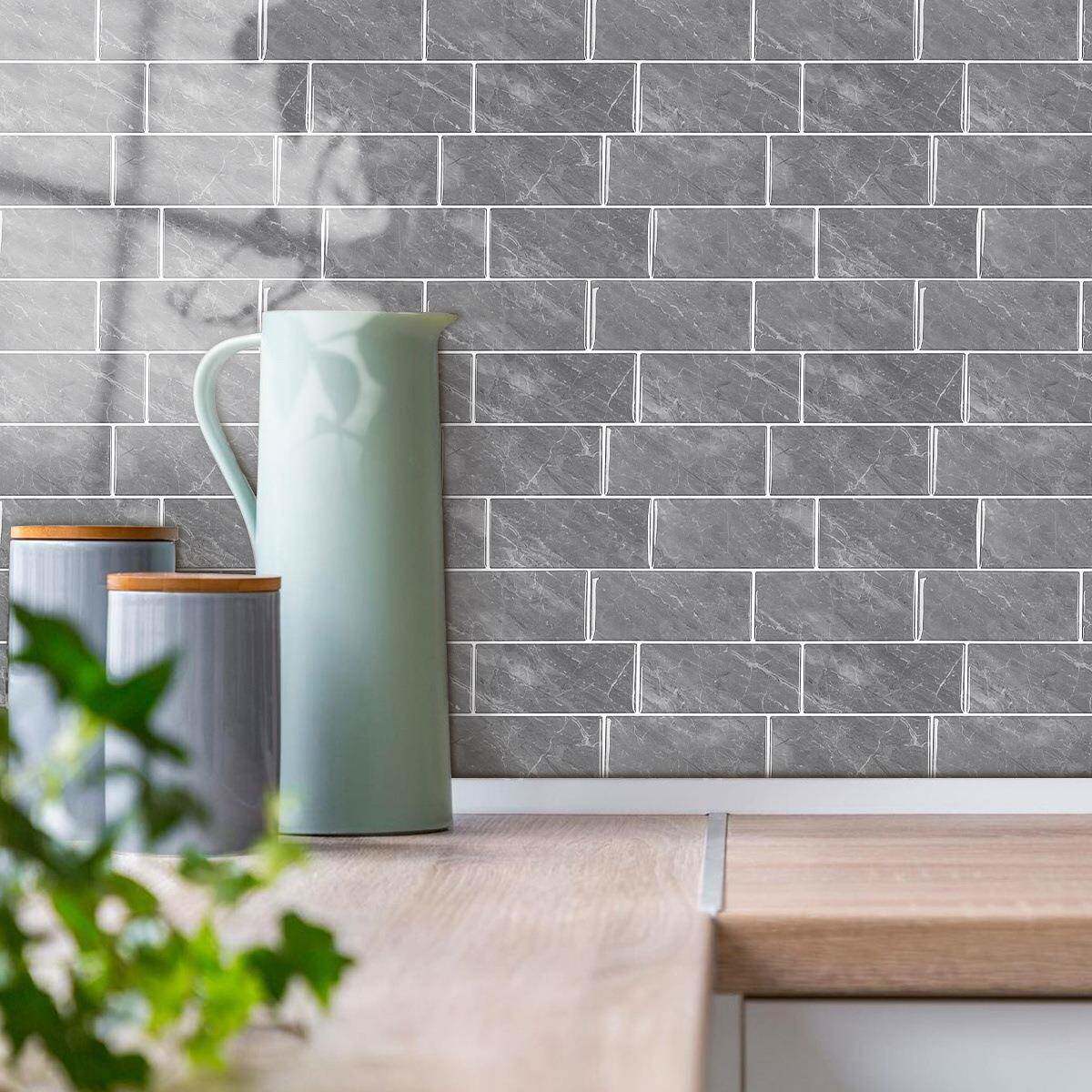 创意3d仿砖灰色自粘墙贴 室内美化 电视背景客厅自装滴胶立体墙纸