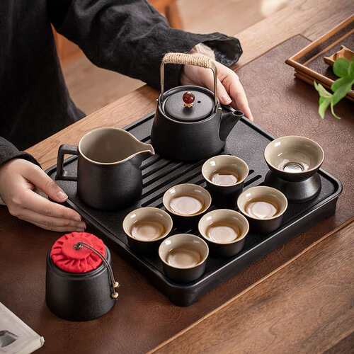 茶具套装家用一壶四杯小套装陶瓷主人杯茶壶茶盘酒店民宿旅行茶具