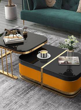 北欧椭圆形橙色奢华茶几电视柜组合后现代简约客厅家具款|