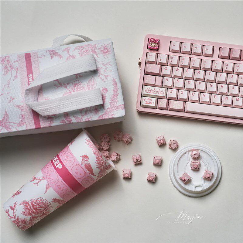 貂貂轴 HMXh粉色五脚线性轴HIFI音37g 热插拔客制化机械键盘开关