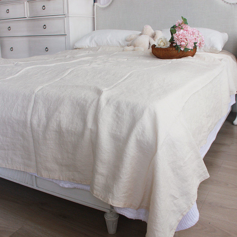 出口酵素水洗亚麻枕套双人床单被套单品夏季床品凉爽吸汗素雅素色