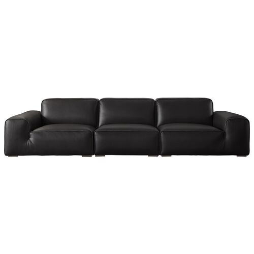 大黑牛全沙发中古客厅黑色2024新款靠墙直排一T字型开边三人位