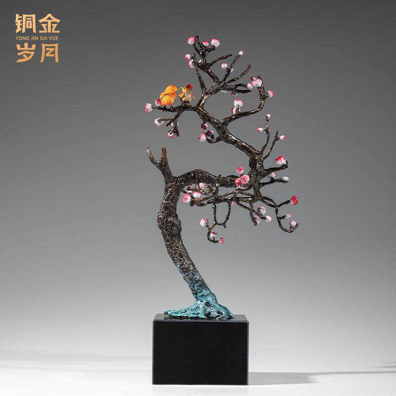 铜艺坊喜上眉梢喜鹊小鸟铜摆件家居客厅装饰金属铜工艺品乔迁送礼