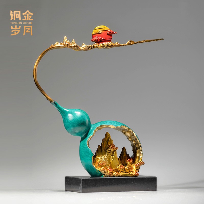 铜艺坊福星高照葫芦创意铜摆件家居玄关电视柜办公室送礼金属铜器
