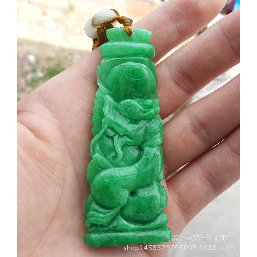翡翠缅甸老坑种龙柱望子成龙精美手把件 龙钩龙柱手把件