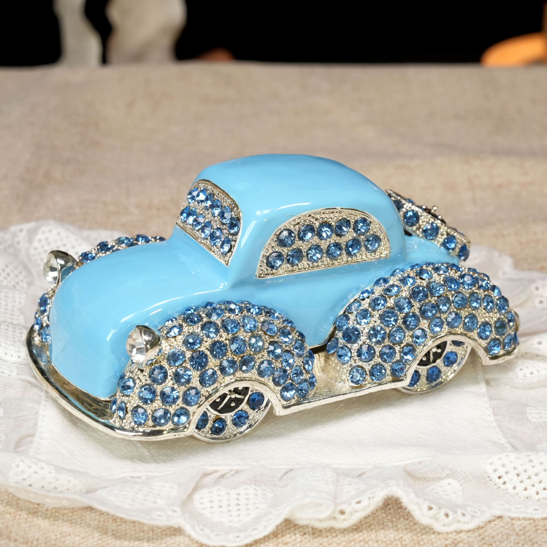 合金镶钻珐琅彩汽车摆件老爷车创意家居装饰轻奢市集文创纪念礼品