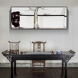 现代新中式客厅横幅装饰画吴冠中双燕书房卧室床头挂画名家国画