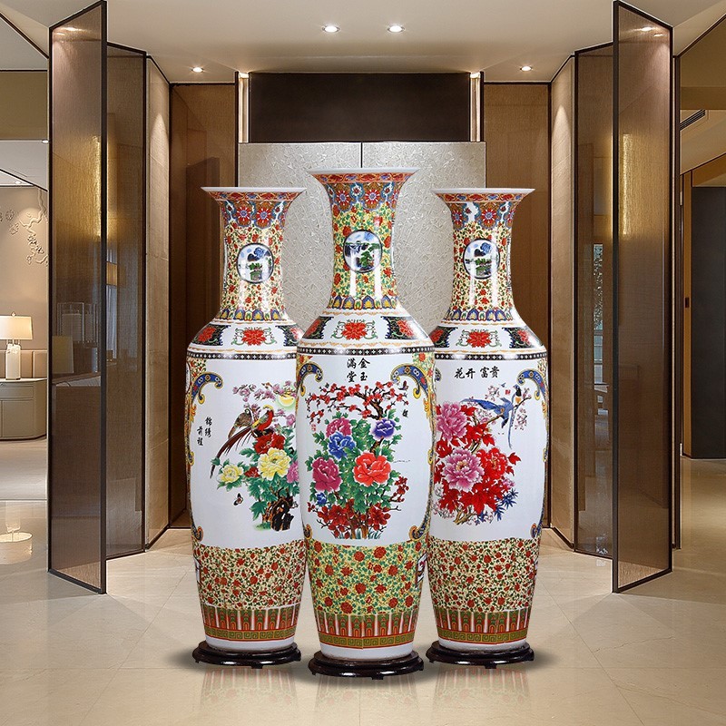 景德镇陶瓷器粉彩落地大花瓶家居客厅插花装饰品摆件开业大号特大