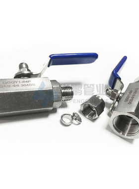 304不锈钢气源球阀QCQY1-64P内螺纹卡套球阀气动仪表管阀GX1/2-