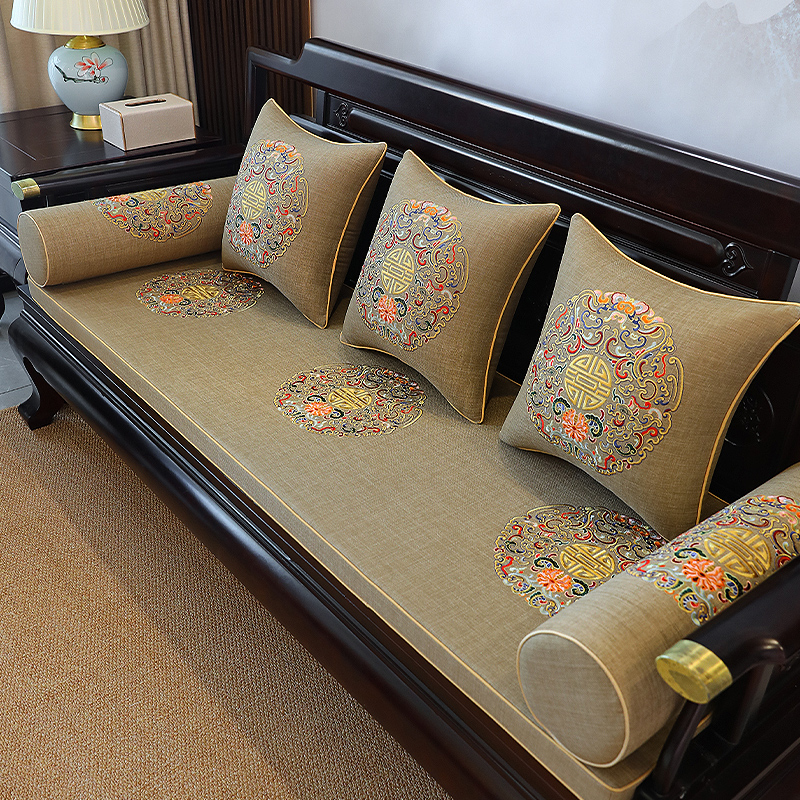 中式红木沙d发坐垫定制实木海绵垫加硬乳胶椰棕罗汉床垫防滑椅垫