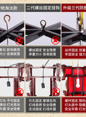 大红色旋转实木六角宫灯木制w仿古宫廷灯笼装饰结婚中式阳台定制