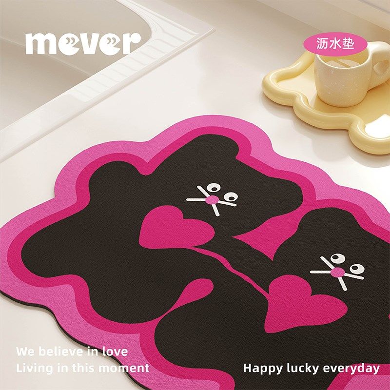 韩式小猫厨房台面沥水垫硅藻泥吸水速干洗手池咖啡机台面碗垫杯垫