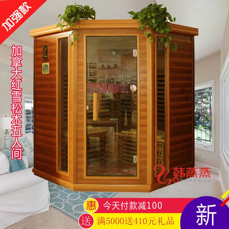 五人拐角红雪松汗蒸房托玛琳电气石家用远红外纳米汗蒸房光波房