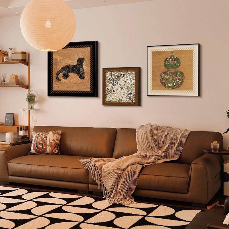 中古风客厅装饰画美拉德复古卧室挂画小众艺术正方形组合餐厅壁画,金属材料及制品,金属加工件/五金加工件,淘宝优惠券,粉丝福利购,淘宝优惠卷