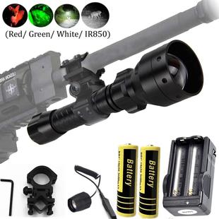 10W旋转变焦手电筒红光绿光白光露营火炬灯850nm红外手电筒