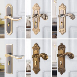 卧室门锁室内家用通用型房门木门黑色锁具静音老式 门把手旧门换锁