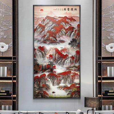 新中式鸿运弹头装饰画中国风墙壁挂画大气单幅办公室山水景墙壁画