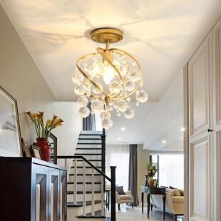 欧式过道灯走廊玄关门厅楼梯入户阳台进门通道小吸顶灯水晶轻奢灯