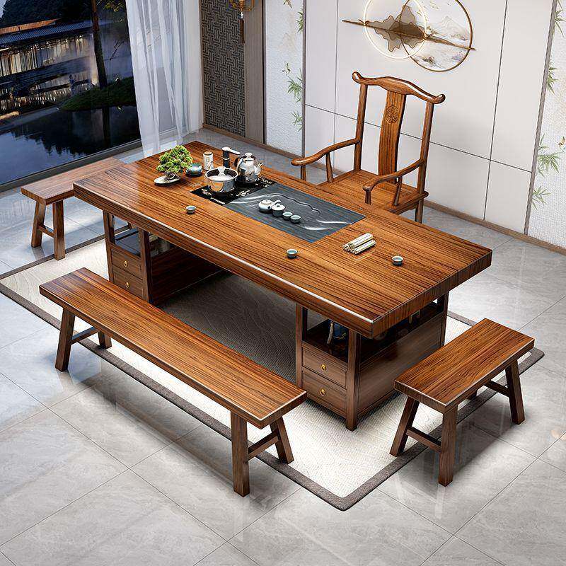茶桌原木实木大板中式桌椅组合家用茶台一体一整套办公室茶几泡茶
