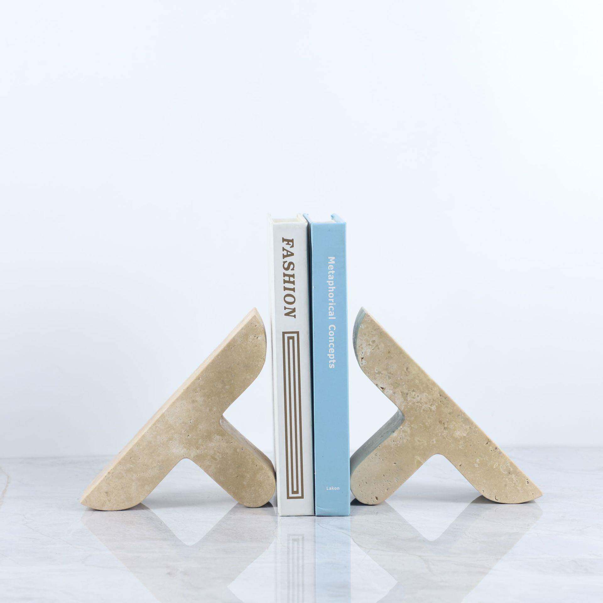 简约创意大理石几何书档摆件办公室书房样板间桌面分类书靠装饰品