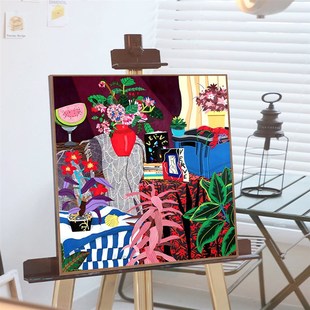 马蒂斯黑白灰艺术墙装 饰画墙面艳丽绿植点缀色彩挂画无边框墙壁画