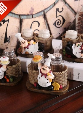 创意复古厨师摆件咖啡厅西餐厅z酒店胡椒粉瓶调味罐工艺装饰品摆