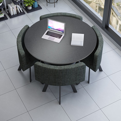 现代简约a餐桌椅组合会客接待圆桌椅组合洽桌一桌四椅小户型小圆