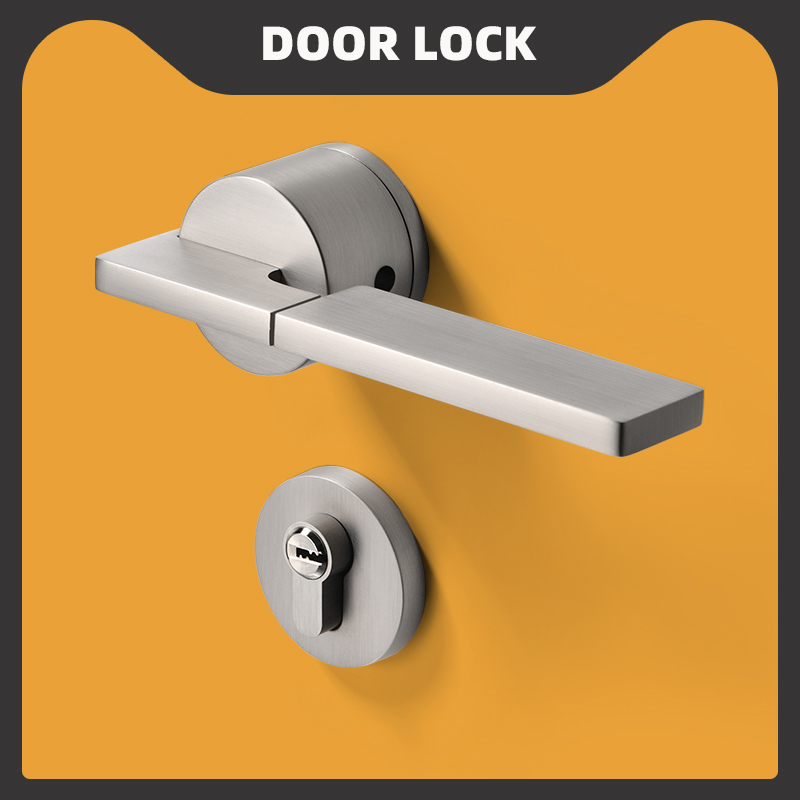 简约日式分体锁木门房门卧室门把手家用机械家R用锁具静音门锁全