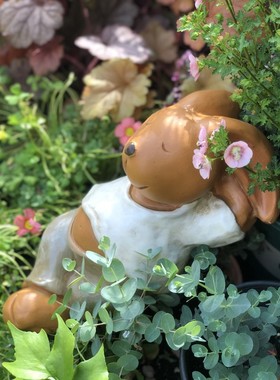 露台花园装饰庭院创意阳台布置造景户外小兔子仿真动物摆件