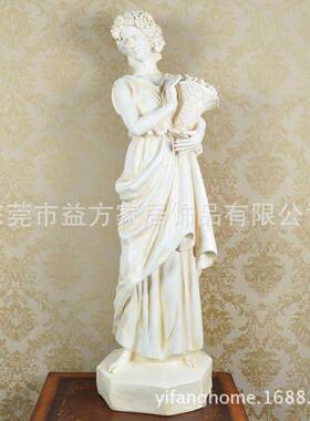 欧式风格仿古白色仕女抱花瓶摆件客厅书房新房摆件家居装饰摆件
