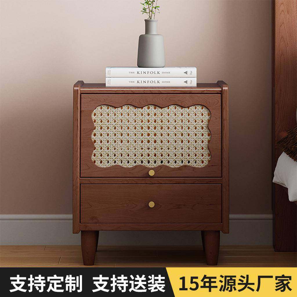 床头柜实木简约藤编北欧迷你小柜子卧室复古原木小户型储物柜,自行车/骑行装备/零配件,更多零件/配件,淘宝优惠券,粉丝福利购,淘宝优惠卷