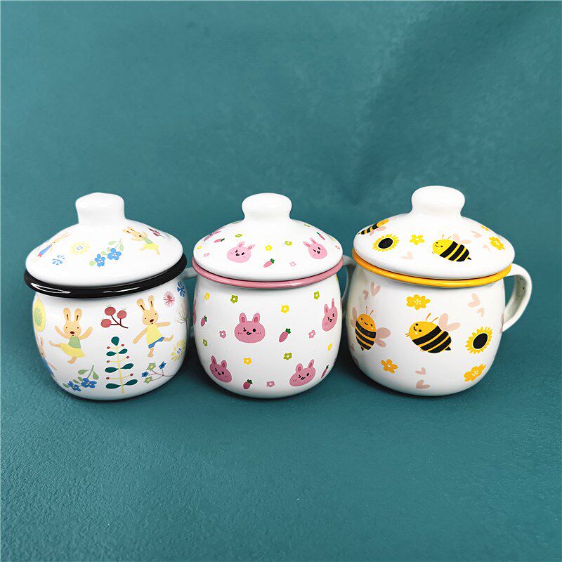 【有瑕】搪瓷喝水杯茶杯马克杯奶茶杯牛奶杯儿童喝水杯380ml