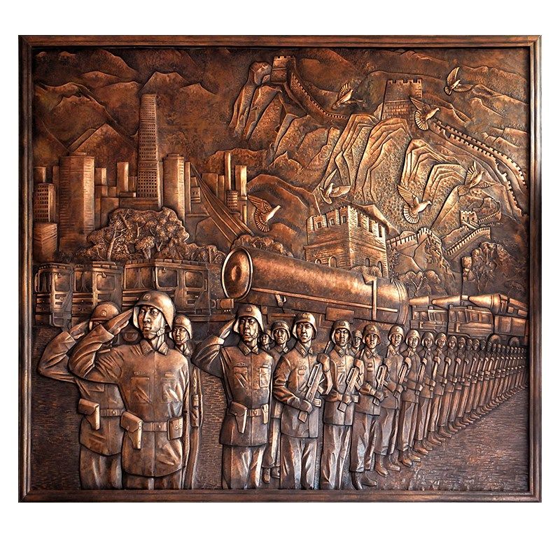 铁人丨成都锻铸铜浮雕文化壁画定制学校单位背景墙玻璃钢仿铜工艺