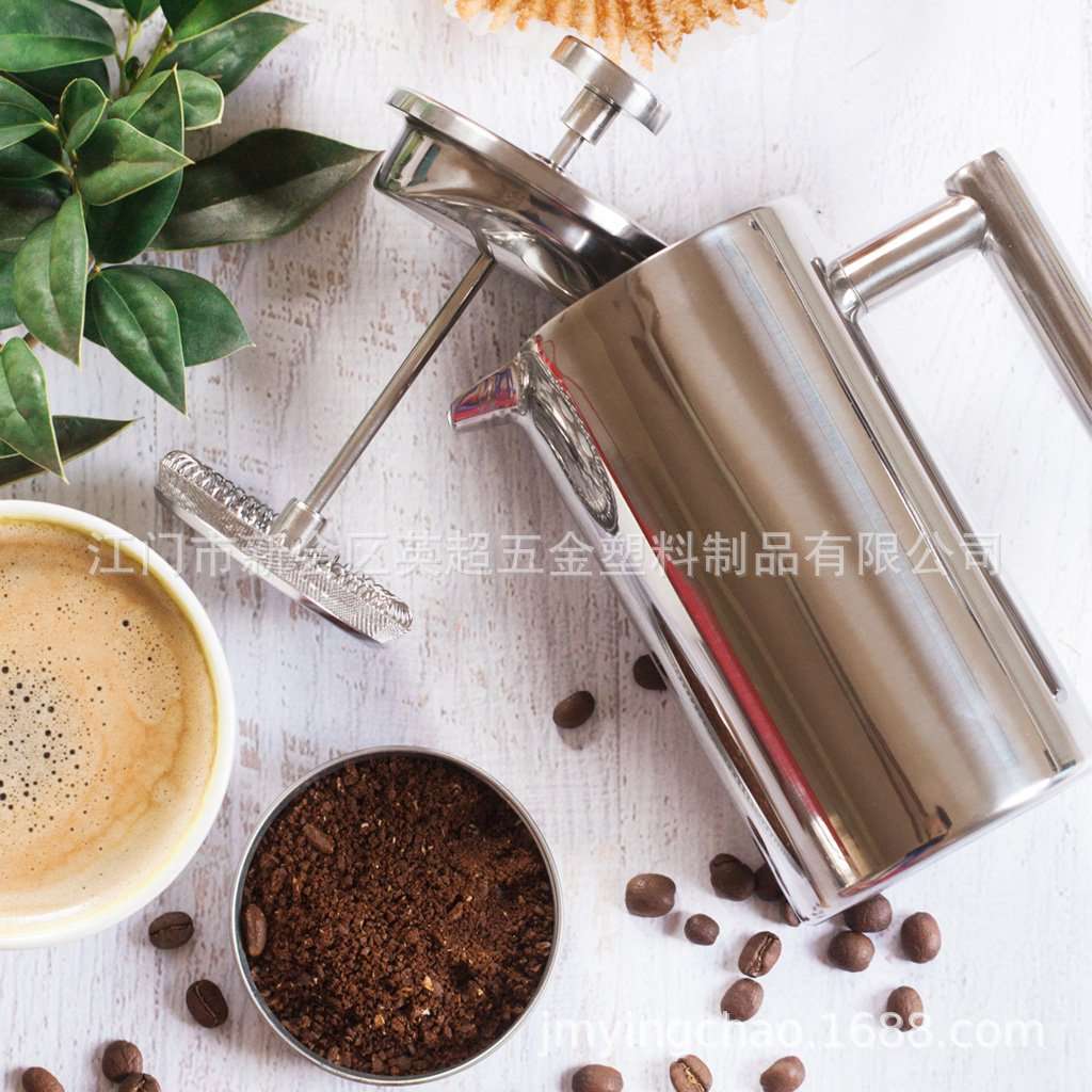 304不锈钢双层咖啡壶泡茶壶多功能冲茶壶咖啡滤压壶厂家法压壶