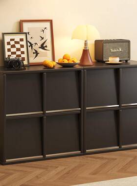 黑色斗柜卧室收纳柜床尾置物柜客厅柜子靠墙收纳柜皮埃尔柜八斗柜