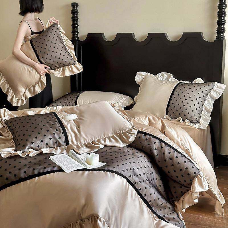 法式复古风60支兰精天丝爱心拼接欧更纱被套床单四件套床上用品,鲜花速递/花卉仿真/绿植园艺,割草机/草坪机,淘宝优惠券,粉丝福利购,淘宝优惠卷