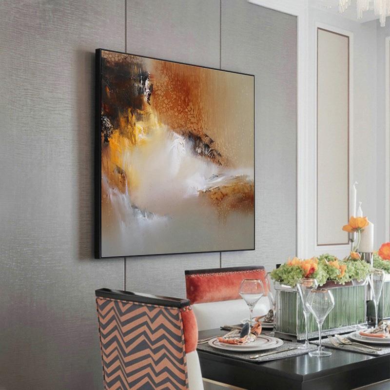 赵无极抽象餐厅挂画后现代油画轻奢艺术客厅沙发装饰画立体砂岩画