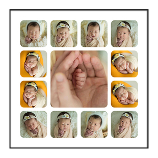宝宝成长记录周岁相框挂墙十二宫格12个月生日纪念九宫格照片定制