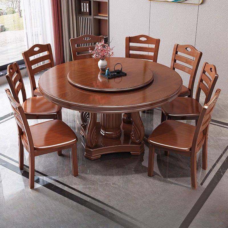 新中式实木圆餐桌餐椅组合家用圆形吃饭桌带转盘饭店酒店大圆桌子,3C数码配件,其它配件,淘宝优惠券,粉丝福利购,淘宝优惠卷