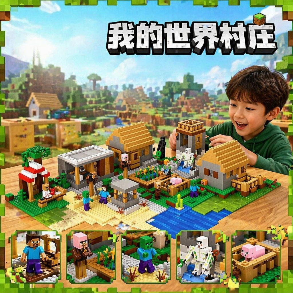 拼装积木高难度巨大型我的世界