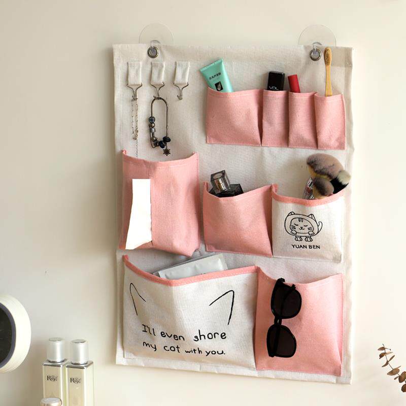 布艺收纳挂袋墙挂式学生宿舍床头门后墙上壁挂置物袋悬挂手机挂兜